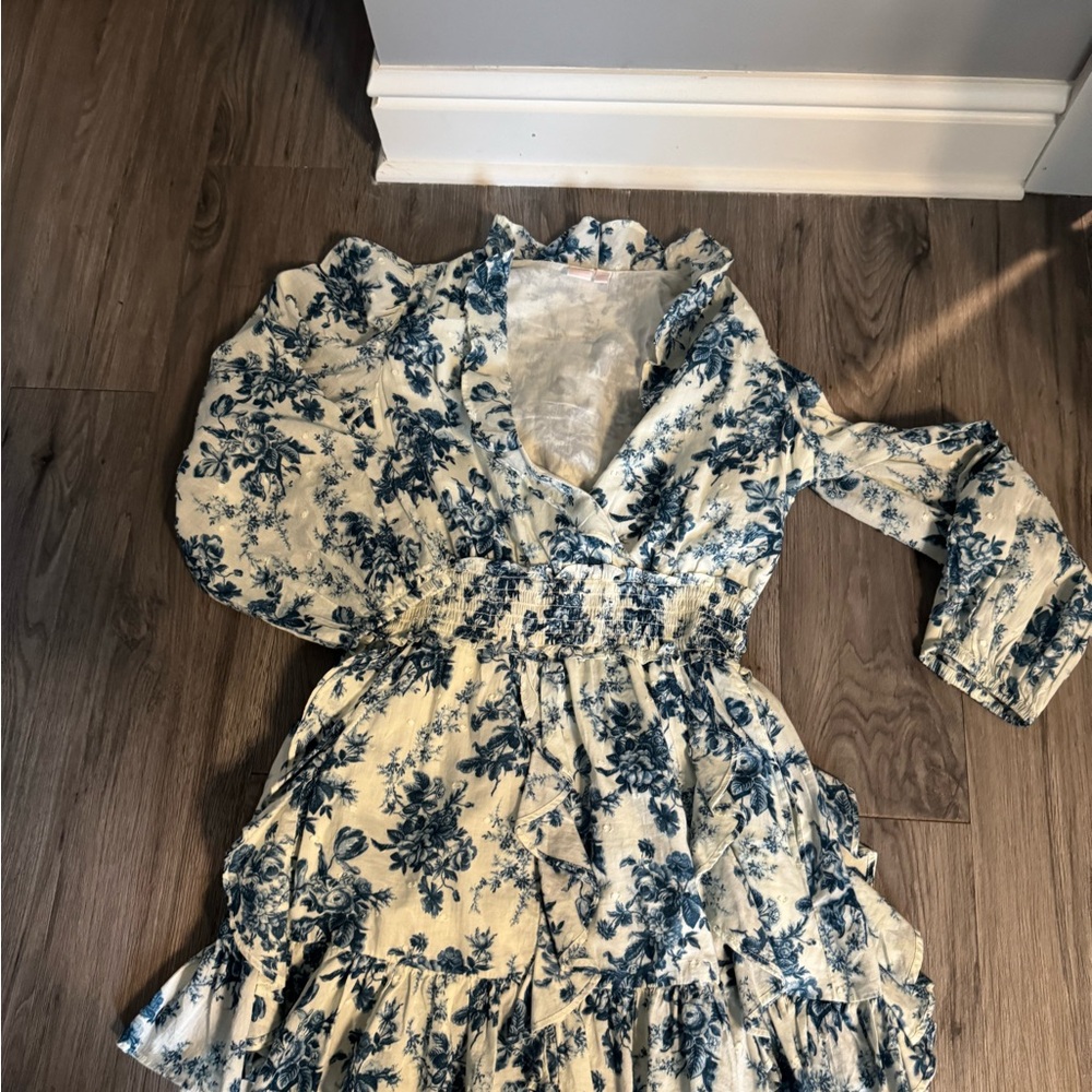 GAP X Love Shack Fancy Blue and White Flora Dress